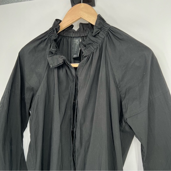 Zero + Maria Cornejo Black Ruffle Collar Button Down Blouse Shirt‎ - Picture 2 of 16